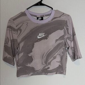 Nike Women's Purple and Gray Marble Crop Top